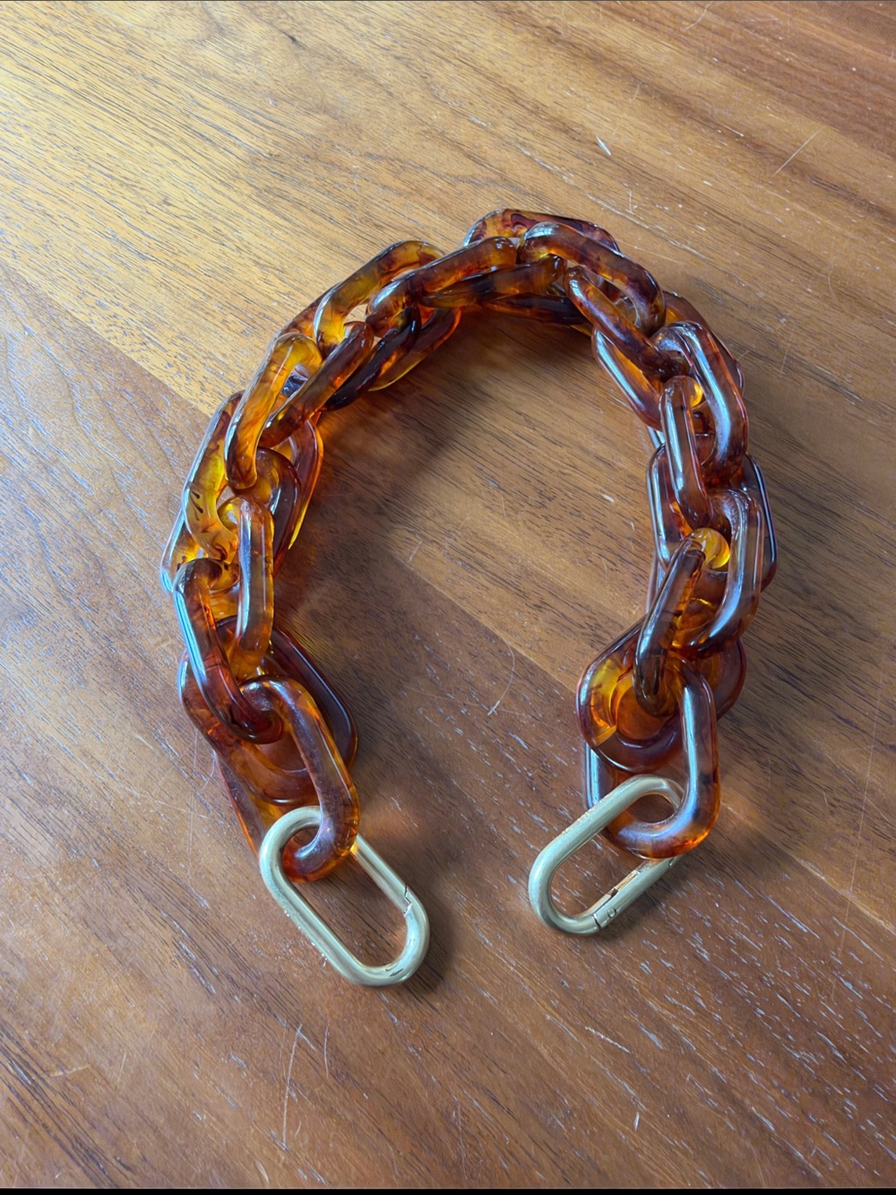 Clare V Tortoiseshell Resin Chain Strap with Gold Hardware